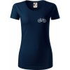 Obrázok kolesa na prsníku horský bicykel - Dámske tričko z organickej bavlny Origin (GOTS) - 2XL ( Tmavomodrá (veľmi tmavá - skoro čierna) )