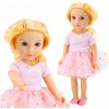 Bábika v ružových šatách s tylom, blond vlasy, 45 cm