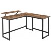 VASAGLE Rohový PC stôl industriálny s policou 140 x 130 x 76 cm