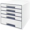 Zásuvkový box na dokumenty, plastový, 5 zásuviek, LEITZ Wow Cube, biely sivý