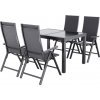 Livarno® Hliníkový rozťahovací záhradný stôl Houston/Toronto, 120 – 180 x 89 x 75 cm + Záhradné hliníkové kreslo Houston, 4 kusy (800012154)