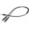 Gembird adaptér 1 x 3.5 mm 4-pin miniJack (M) na 2 x 3.5 mm jack (F) pre zapojenie headsetu do notebooku, kov. kon,0.2 m CCA-417M