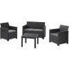 KETER EMMA 2 SEATER SOFA SET SMOOTH ARMS WITH CLASSIC TABLE antracit/sivá