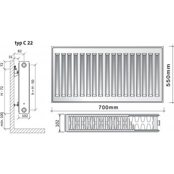 Purmo C22 550 x 700