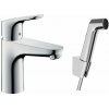 Hansgrohe Focus E2 - Umývadlová batéria 100, s ručnou sprchou Bidette, chróm - 31927000