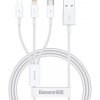Baseus 79137 SUPERIOR 3v1 USB-A (USB Typ-C / Lightning / microUSB), 1m, bílý