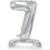 Party Fóliový balón samostatne stojace číslo 7, strieborný 70 cm