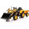 mamido Detský elektrický traktor s radlicou a prívesom žltý