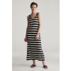 ŠATY GANT STRIPED TANK TOP JERSEY MIDI DRESS BLACK