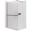 CERANO - Sprchová zástena Walk-in Onyx Cube Ľ/P - 8 mm - hranatá vzpera + polička/držiak na uteráky - čierna matná, mliečne sklo - 30x200 cm