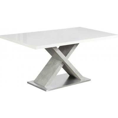 Kondela Jedálenský stôl, biela s vysokým leskom HG/betón, 160x90 cm, FARNEL 0000229188