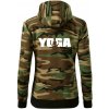 Yoga nápis - Mikina dámska trendy zipper s kapucňou - M ( Hnedý maskáč )