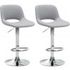 Sada 2 barových stoličiek Camden z umelej kože chróm, sivá