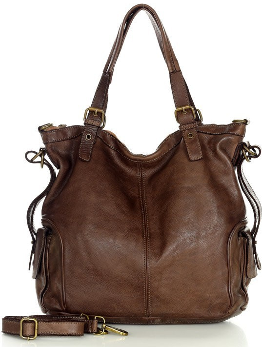 Mazzini Marco kožená shopper kabelka čokoládová v145g