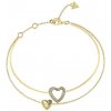 Guess Dvojitý pozlátený náramok so srdiečkami Beloved JUBB05027JWYG 14,5 cm