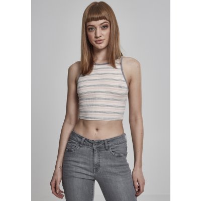 Urban Classics Ladies Rib Stripe cropped Pink White Grey