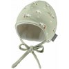 STERNTALER Čiapka na zaväzovanie podšitá autíčka svetlo zelená chlapec veľ. 45 cm - 6-9 m - VÝPREDAJ