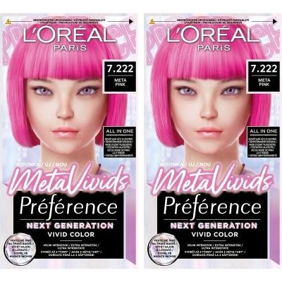 L'Oréal Paris Préférence Meta Vivids sada 2x farba na vlasy 75 ml Odtieň 7.222 Meta Pink