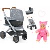 Smoby Set hlboký a športový DeLuxe Pastel Maxi Cosi&Quinny Grey 3v1 a bábika Minikiss so zvukom