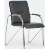 Konferenčná stolička, koženka, chrómová oceľ, opierky rúk orech, Sabina, čierna