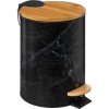 5five Simply Smart Odpadkový kôš Lea Black, čierna/s drevenými prvkami, 25x16,8x16,8 cm