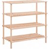 vidaXL Regál na topánky so 4 policami, jedľový masív
