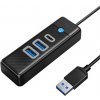 Orico Hub čierny USB-A na 2x USB 3.1 + 1x USB-C, 15 cm vstavaný kábel (PWC2U-U3-015-BK-EP)