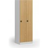 Kovová šatníková skrinka S1, 2-dverová, 1850 x 600 x 500 mm, zámok s čítačkou RFID kariet, laminované dvere, buk
