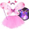Svietiaci kostým motýlia víla s krídlami tmavo ružový
