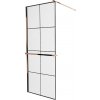 MEXEN/S - KIOTO Sprchová zástena WALK-IN s poličkou a držiakom uterákov 90 x 200, transparent/čierna 8 mm růžové zlato 800-090-121-60-77