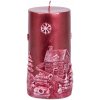 Sviečka MagicHome Vianoce, 7x12,5 cm, valcová, červená, s 3D krajinkou