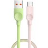 Essager ES-X73 opletaný nabíjací a dátový USB-A na USB-C 25 cm zeleno-ružový