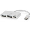 NEDIS USB hub/ 1x zástrčka USB-C/ 1x zásuvka USB-C/ 2x zásuvka USB-A/ 3 porty/napájení z USB/ bílý/ blistr (CCGB64785WT01)
