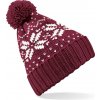 Beechfield Zimná čiapka s nórskym vzorom Fair Isle Snowstar - Vínová / biela