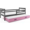 BMS GROUP Dětská postel s přistýlkou ERYK 2 90x200 cm, grafitová/růžová (Volba matrace: Pěnová matrace)