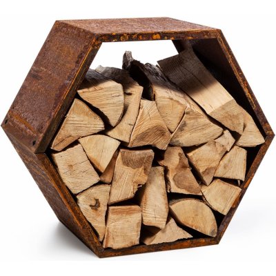 Blumfeldt Hexawood Rust, stojan na drevo, šesťuholníkový tvar, 50,2 × 58 × 32 cm (GDI11-Hexawood-RS)
