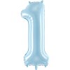 PartyDeco Fóliový balón narodeninové číslo 1 svetlomodrý 86 cm