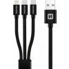 Swissten 72501103 3v1 2x USB-C (M) - Lightning (M) - USB-A (M), 60W, 3A, 1,2m, černý