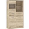NABBI Tavir PB-1DRW2D1SC trojdverová vitrína so zásuvkou dub sonoma