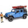 Bruder Jeep Wrangler Rubicon, modrý + figúrka, kajak
