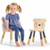 Tender Leaf Toys drevený detský nábytok Forest table and Chairs stôl s úložným priestorom a dve stoličky medveď a zajac