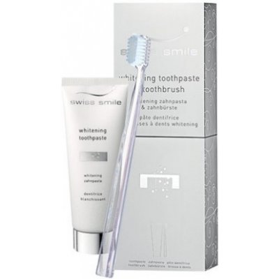 Swiss Smile Whitening Toothpaste 75 ml + Medium-Soft Toothbrush Transparent 1 pc darčeková sada