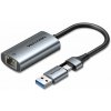 Vention USB-C + USB-A to Gigabit Ethernet Adapter 0.15M Gray Aluminum Alloy Type (CFQHB)