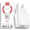 SIEŤOVÁ NABÍJAČKA PRE TELEFÓN | RÝCHLA ZÁSTRČKA / ADAPTÉR / USB KOCKA QC 3
