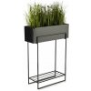 HowHomely KOVOVÝ kvetináč SO STOJANOM RECT 82 x 23 x 60 cm ČIERNA
