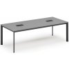 Rokovací stôl PRIMO INVITATION, 240x120 cm, sivá + 2x stolná zásuvka TYP III, čierna
