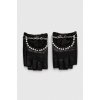 Kožené rukavice bez prstov Karl Lagerfeld dámske, čierna farba 241W3601