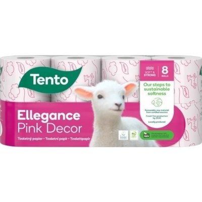 Tento Ellegance Pink Decor toaletný papier 8 ks