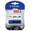 Verbatim USB flash disk, USB 3.0, 64GB, V3 MAX, Store N Go, modrý, 49807, USB A, s výsuvným konektorom