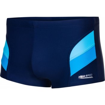 Aqua Speed Man's Swimming Shorts Aron Navy Blue/Blue Pattern